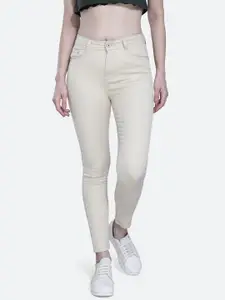 FCK-3 Women Cream Frisky Relaxed Fit High-Rise Stretchable Cotton Jeans