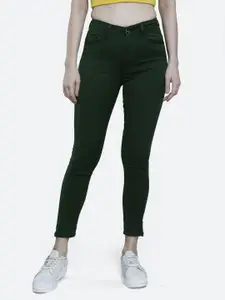 FCK-3 Women Olive Green Frisky Skinny Fit High-Rise Stretchable Jeans
