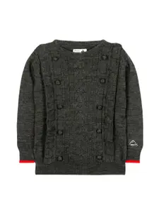 Cherry Crumble Girls Charcoal Grey Patterned Sweater