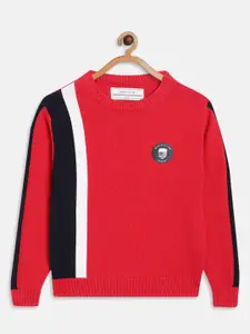 Octave Boys Red & Black Colourblocked Cotton Pullover