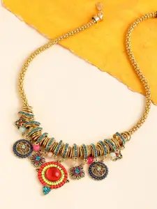 SOHI Gold-Toned & Red Gold-Plated Necklace