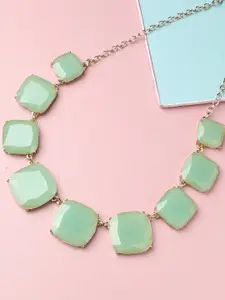 SOHI Silver-Plated & Green Necklace