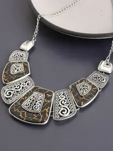 SOHI Silver-Plated & Brown Silver-Plated Necklace