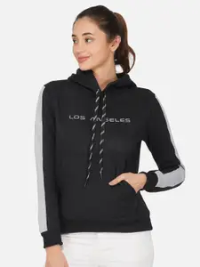 NEU LOOK FASHION Women Black Printed Hooded Pullover