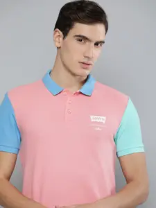 Levis Men Pure Cotton Colourblocked Polo Collar T-shirt