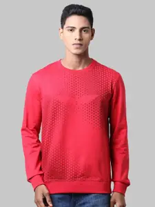 Park Avenue Men Red Printed Sweatshirt