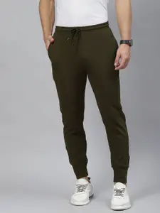 TOM BURG Men Olive Solid Slim Fit Track Pants