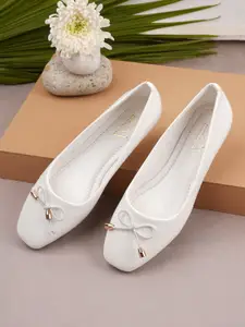 EVERLY Women White Embellished Ballerinas Flats