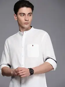 Louis Philippe Jeans Men Solid Slim Fit Cotton Linen Casual Shirt
