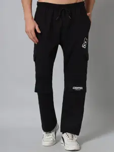 GRIFFEL Men Black Solid Cotton Track Pants