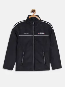 Octave Boys Black Geometric Padded Jacket