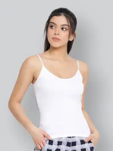 LYRA Women White Solid Cotton Camisoles