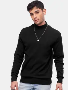 The Souled Store Men Cotton High Neck Solid Sweatshirt