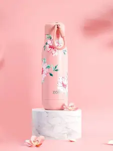 Zoku Pink & Green Printed Stainless Steel Water Bottle 355 ml