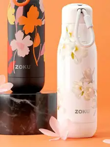 Zoku White & Yellow Printed Stainless Steel Water Bottle 532 ml