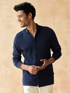 Andamen Men Blue Classic Cotton Casual Shirt