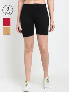 Jinfo Women Pack of 3 Solid Cycling Shorts