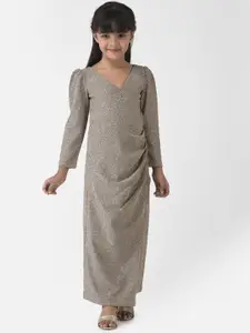 Eavan Girls Gunmetal-Toned Embellished Maxi Dress