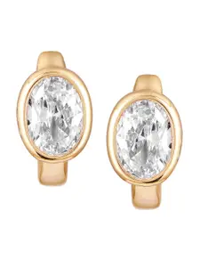 Peora Gold-Plated & White Contemporary Studs Earrings