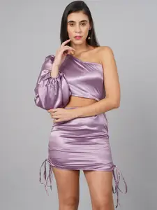 SCORPIUS Women Purple Satin Sheath Mini Dress