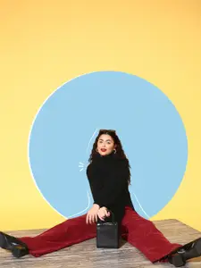 Berrylush Women Black Solid Longline Pullover Sweater