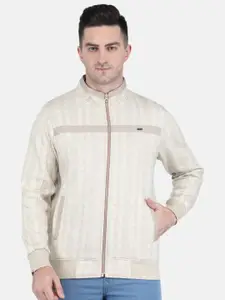 Monte Carlo Men Plus Size Beige Checked Cotton Sweatshirt