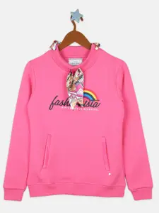 Monte Carlo Girls Pink Printed Cotton Sweatshirt