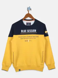 Monte Carlo Boys Mustard Colourblocked Cotton Sweatshirt
