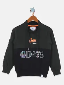 Monte Carlo Boys Olive Green  & Navy Blue Colourblocked Sweatshirt