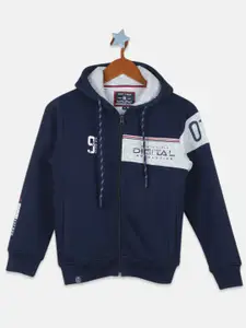 Monte Carlo Boys Navy Blue Printed Hooded Sweatshirt