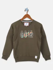 Monte Carlo Boys Olive Green Printed Sweatshirt