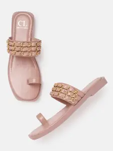 Carlton London Women Pink Solid One Toe Flats