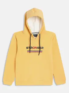 Octave Boys Yellow Printed Hooded Fleece Sweatshirt