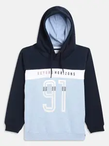 Octave Boys Blue Colourblocked Hooded Fleece Sweatshirt