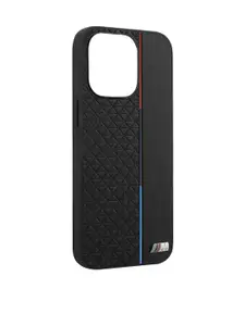 TREEMODA Black Solid Leather iPhone14 Plus Phone Case