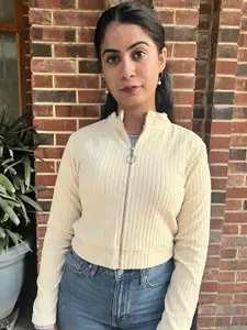 STREET 9 Women Self-Striped Crop Sweatshirt