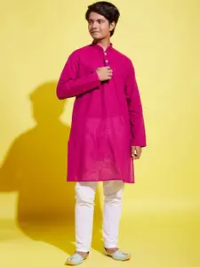 VASTRAMAY Boys Purple Pure Cotton Kurta with Pyjamas
