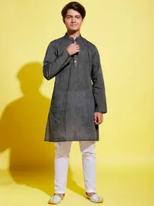 VASTRAMAY Boys Black Pure Cotton Kurta with Pyjamas