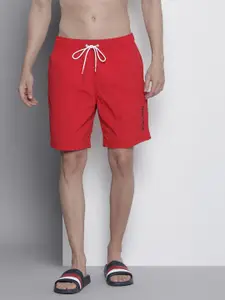 Nautica Men Mid-Rise Brand Logo Embroidered Detail Swim Shorts With Drawstring Closure