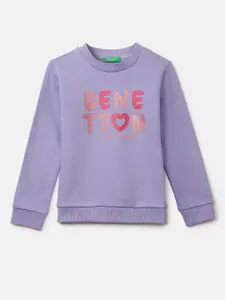 United Colors of Benetton Girls Lavender Printed Sweatshirt