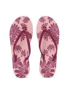 Puma Women Fuchsia & Pink Printed Swift Thong Flip-Flops