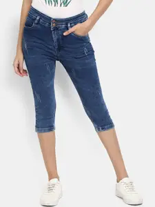 V-Mart Women Blue Slim Fit Low Distress Jeans
