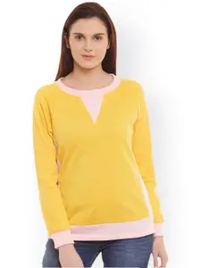 Belle Fille Women Yellow & Pink Sweatshirt