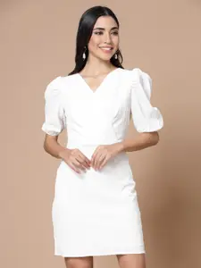 Strong And Brave Women White Solid Wrap Dress
