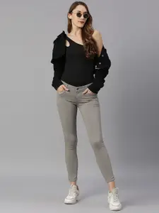 High Star Women Grey Slim Fit Stretchable Coloured Jeans