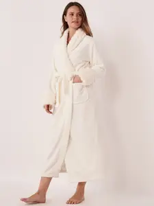 La Vie en Rose Women White Solid Maxi Bath Robe