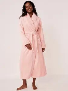La Vie en Rose Women Pink Solid Maxi Bath Robe