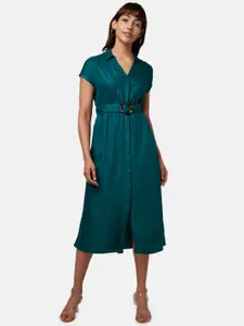 Honey by Pantaloons Teal Blue Shirt Midi Dress
