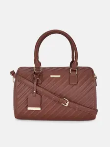 Forever Glam by Pantaloons Brown Textured Structured Satchel
