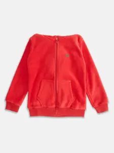 Pantaloons Junior Boys Red Bomber with Patchwork Jacket